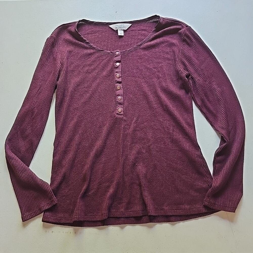 Market & Spruce Long Sleeve Woman’s Size Small Buttons Purple Maroon